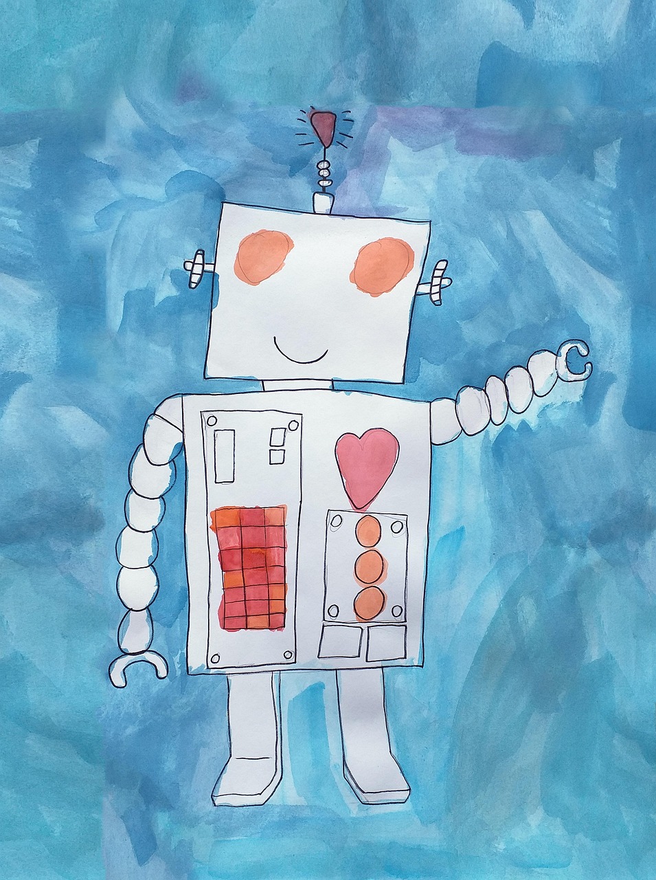 robot, painting, watercolor, friend, comrade, cyborg, cute, drawing, a childs drawing, art, assistant, bot, consultant, fantastic, peep out, children draw, paints, kids, draw, artists, art lessons, childrens creativity, bot, bot, bot, bot, bot